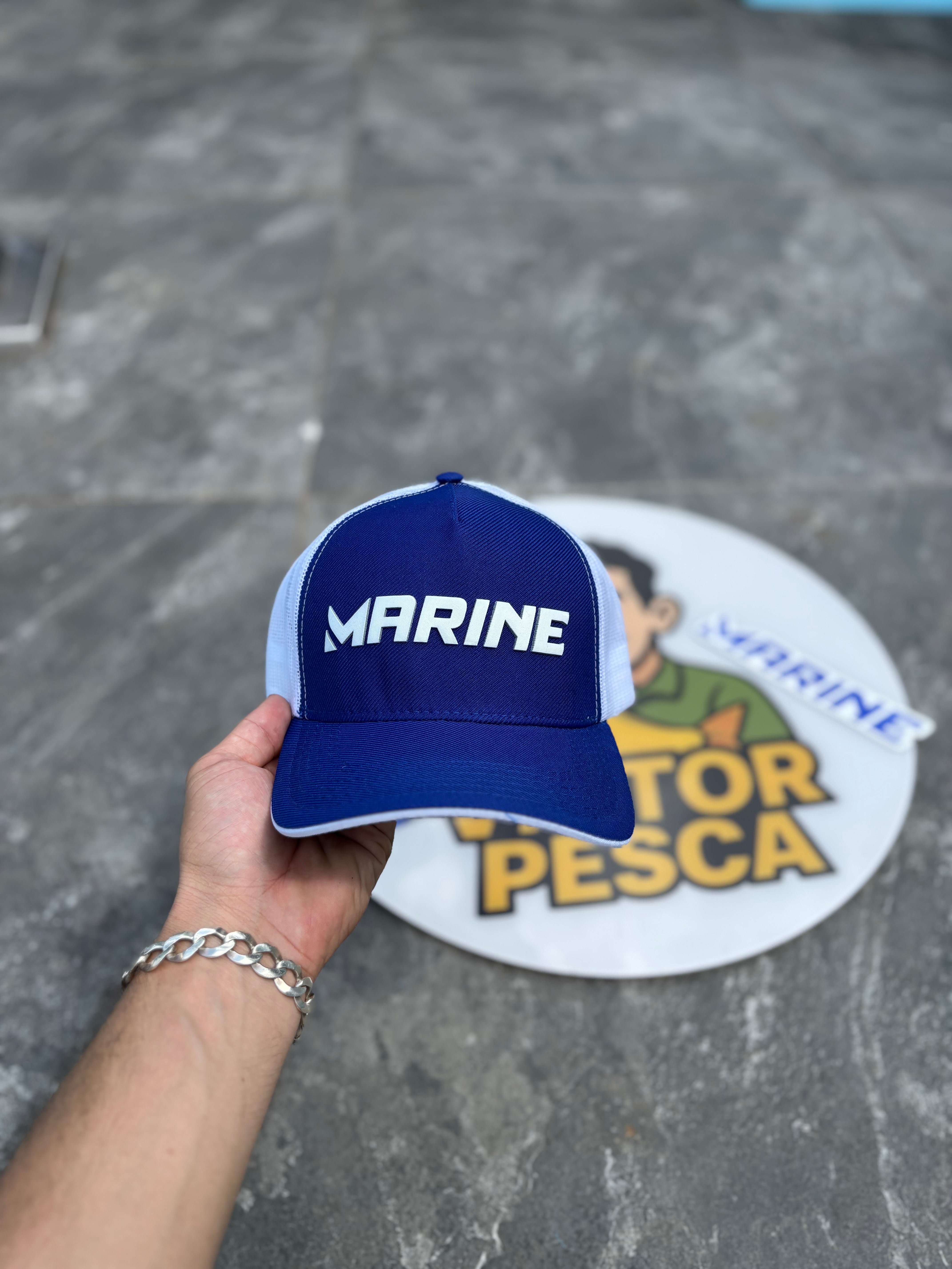 Boné Marine Sports Americano Pescador Preto – Estilo e Conforto na Pescaria!